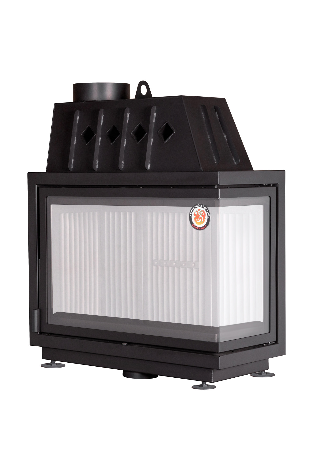 Каминная топка Экокамин Альфа 1000 R/L два стекла правая/левая белый/черный шамот