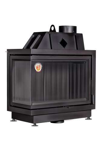 Каминная топка Экокамин Альфа 800 LB два стекла левая черный/белый шамот