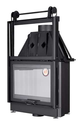 Каминная топка Экокамин АЛЬФА 800 KВ с контргрузом черный/белый шамот