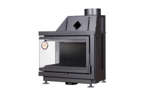 Каминная топка Экокамин АЛЬФА 700 LB два стекла левая черный/белый шамот