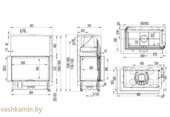 Austroflamm 89x49x57 S 2.0-L Угловая каминная топка