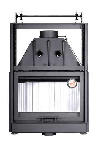 Каминная топка Экокамин АЛЬФА 800 KВ с контргрузом черный/белый шамот