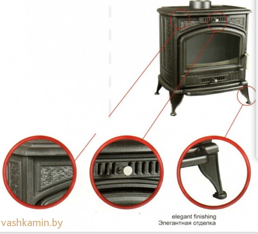 Отопительная печь с водяным контуром KOZA K6 130 PW W