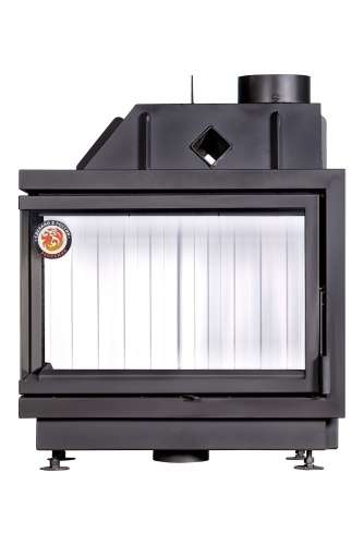 Каминная топка Экокамин Альфа 800 LB два стекла левая черный/белый шамот