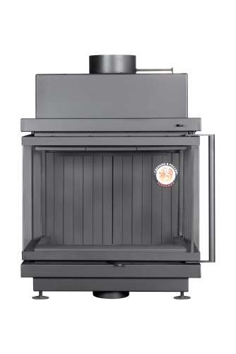 Каминная топка Экокамин АЛЬФА 700 три стекла подовая черный/белый шамот