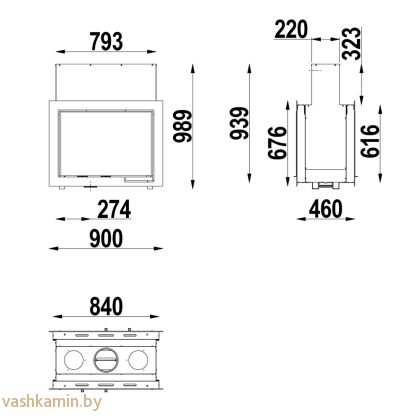 Scan DSA 12 BP двухсторонняя каминная топка