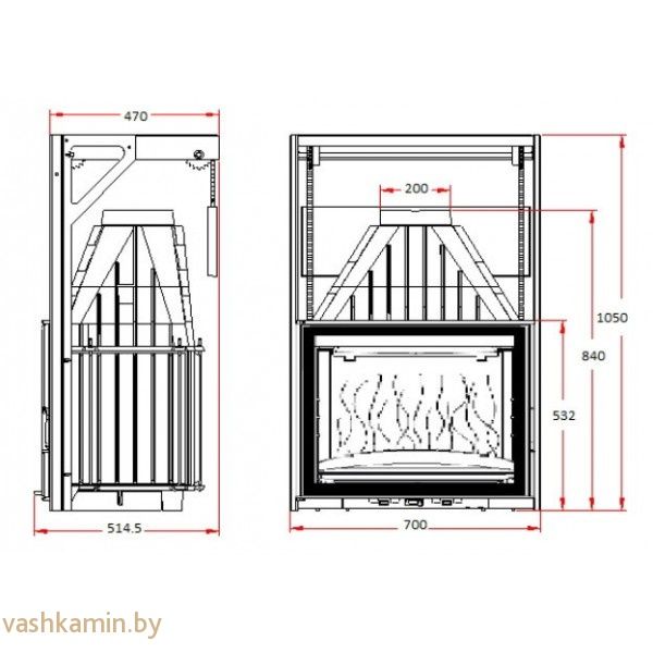 Каминная топка 700 Grand ANGLE DO