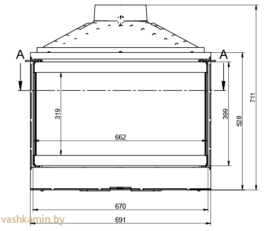 KFD ECO MAX 3F Basic с шибером каминная топка трехсторонняя