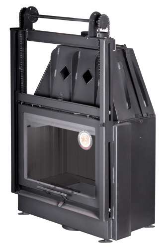 Каминная топка Экокамин АЛЬФА 700 KВ с контргрузом черный/белый шамот