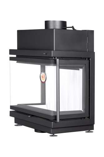 Каминная топка Экокамин АЛЬФА 700 три стекла подовая черный/белый шамот