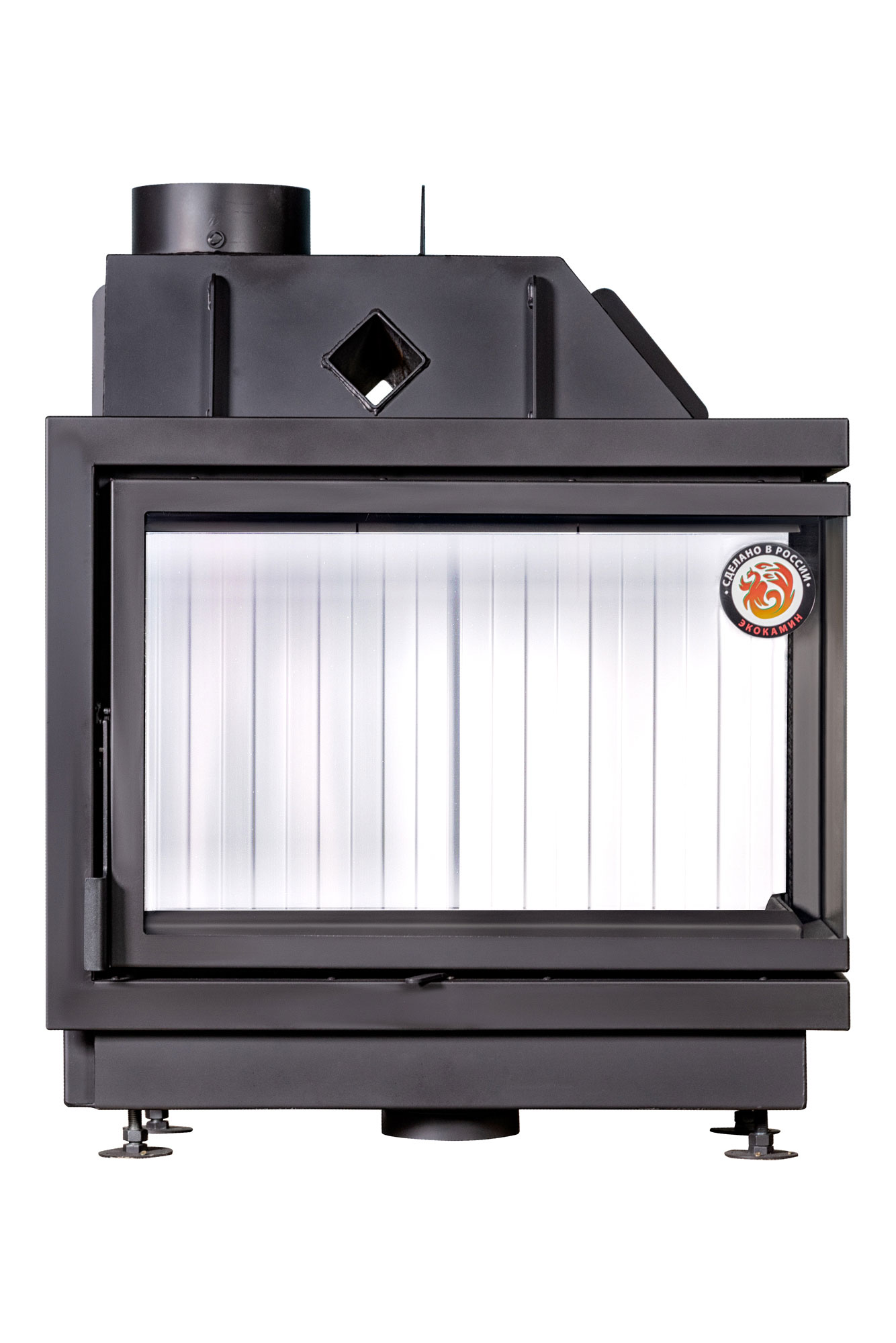 Каминная топка Экокамин Альфа 800 R/L два стекла правая/левая белый/черный шамот