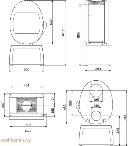 Scan 66-4 Plinth BP печь-камин