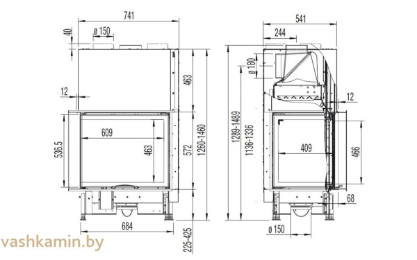 Austroflamm 69x49x57 S 2.0-L Угловая каминная топка