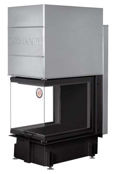 Топка ДЕЛЬТА 800B три стекла принтинг подовое горение черный шамот