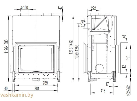 Austroflamm 75x51 SII 2.0 Тоннельная каминная топка