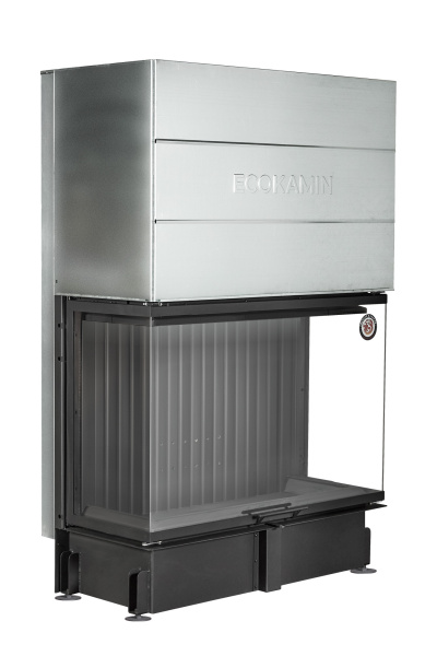 Каминная топка Экокамин ДЕЛЬТА 1200х800х450 PB три стекла подовая черный шамот