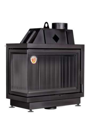 Каминная топка Экокамин Альфа 800 LB два стекла левая черный/белый шамот