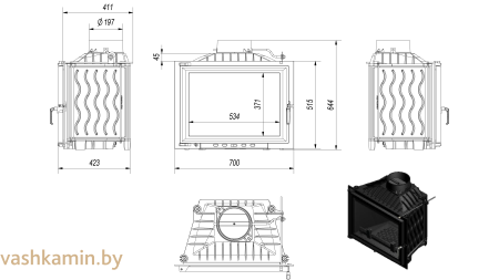 ERYK/700 12 Каминная топка Kratki