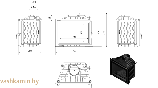 ERYK/700 12 Каминная топка Kratki