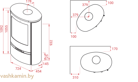 Печь-камин Lotus Jubilee 35 без нижней дверцы