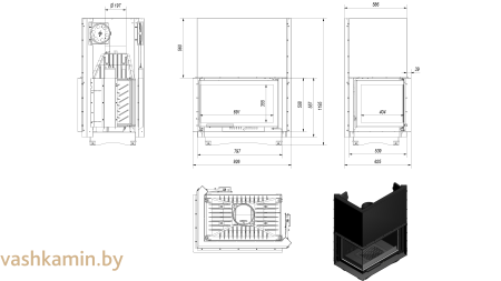 OLIWIA/L/BS/G 18 Угловая каминная топка Kratki