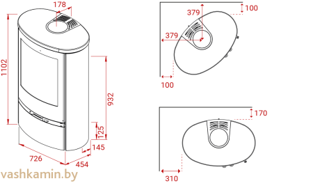 Печь-камин Lotus Jubilee 35 S  стеатит c нижней дверцей