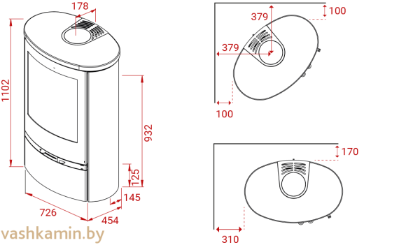 Печь-камин Lotus Jubilee 35 Indian Night с нижней дверцей