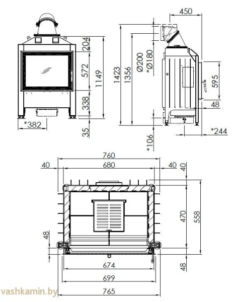 Spartherm Linear 4S Varia 1V57 светлый шамот каминная топка