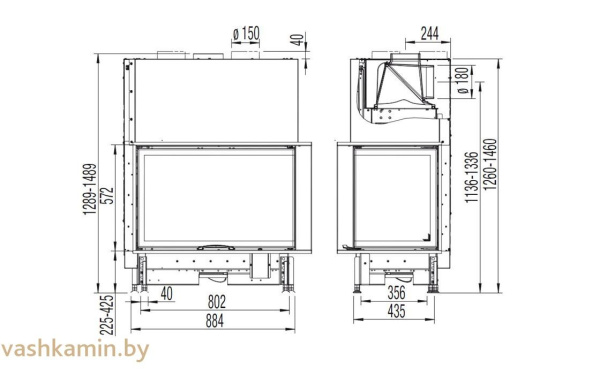 Austroflamm 89x49x57 S 2.0-R Угловая каминная топка
