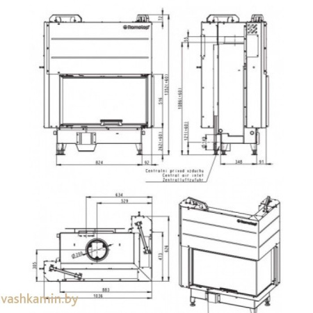 Romotop HEAT R/L 3G L 81.51.40.01 Угловая топка с цельногнутым стеклом