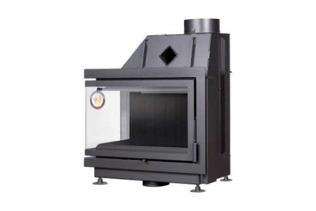 Каминная топка Экокамин АЛЬФА 700 LB два стекла левая черный/белый шамот