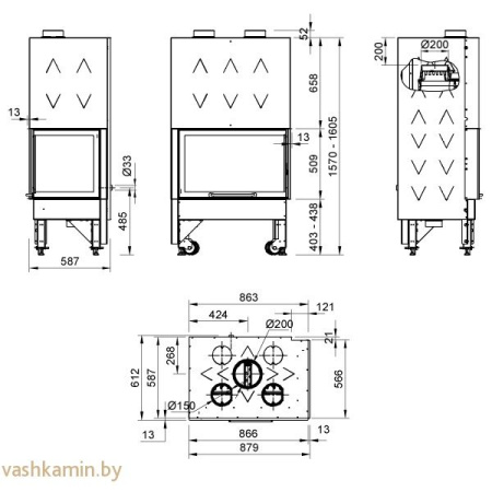 Топка Monoblocco 800 Angolo DX/SX