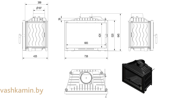 WIKTOR/DECO 14 Каминная топка Kratki