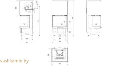 NBC/600/400   Трехсторонняя каминная топка Kratki