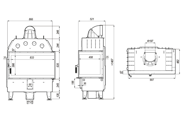 DEFRO HOME INTRA ME BP/BL  угловая каминная топка