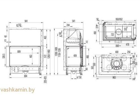 Austroflamm 89x49x57 S 2.0-L Угловая каминная топка