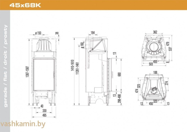 Austroflamm 45x68 K 2.0 Каминная топка
