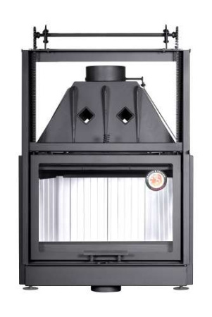 Каминная топка Экокамин АЛЬФА 800 KВ с контргрузом черный/белый шамот