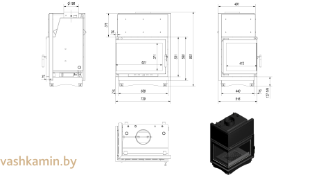 ZUZIA/PW/BL/19/BS/W каминная топка с водяным контуром