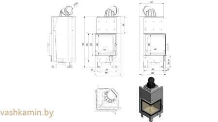 MBN / L / BS  Каминная топка Kratki