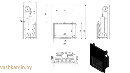 WIKTOR/G 14 Каминная топка Kratki