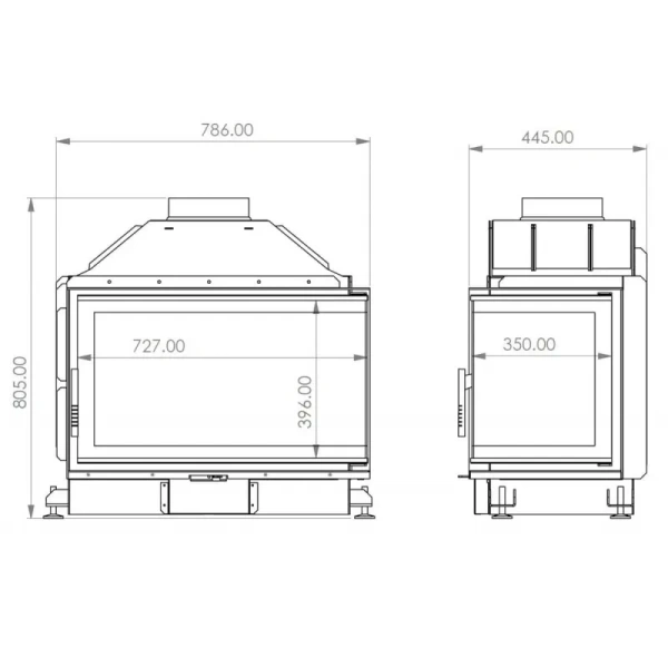 A.caminetti QUATTRO 70 R OPEN SIDE Каминная топка