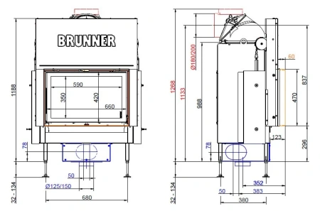 BKH flat 42-66 ST Brunner каминная топка Green