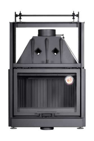 Каминная топка Экокамин АЛЬФА 800 KВ с контргрузом черный/белый шамот