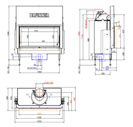 BKH flat 50-98 ST Brunner каминная топка Green