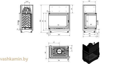 AMELIA/L/BS/DECO Угловая каминная топка Kratki