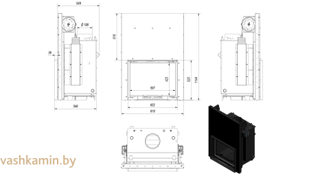 ZUZIA/PW/15/G/W каминная топка с водяным контуром