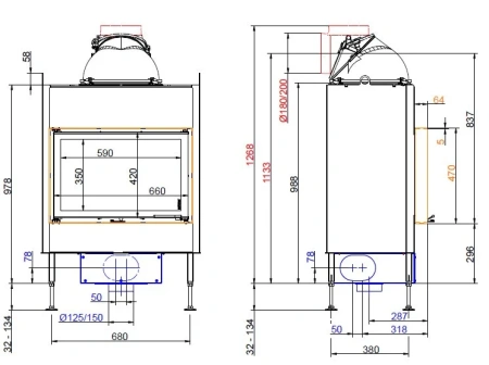 BKH flat 42-66 DT Brunner каминная топка Green