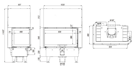 DEFRO HOME INTRA ME BP/BL G  угловая каминная топка