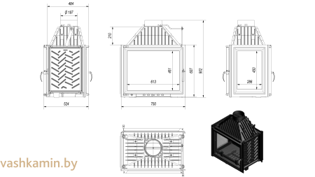 AMELIA/LT 25 Угловая каминная топка Kratki